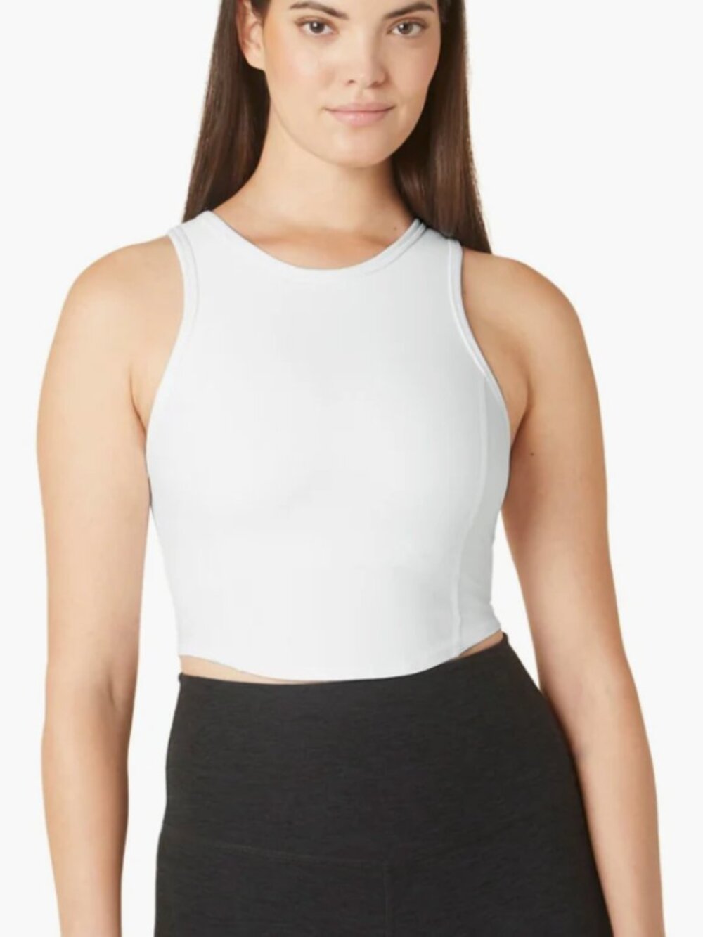 BEYOND YOGA Spacedye Motivate Cropped Tank Top - Cloud White - Sz M